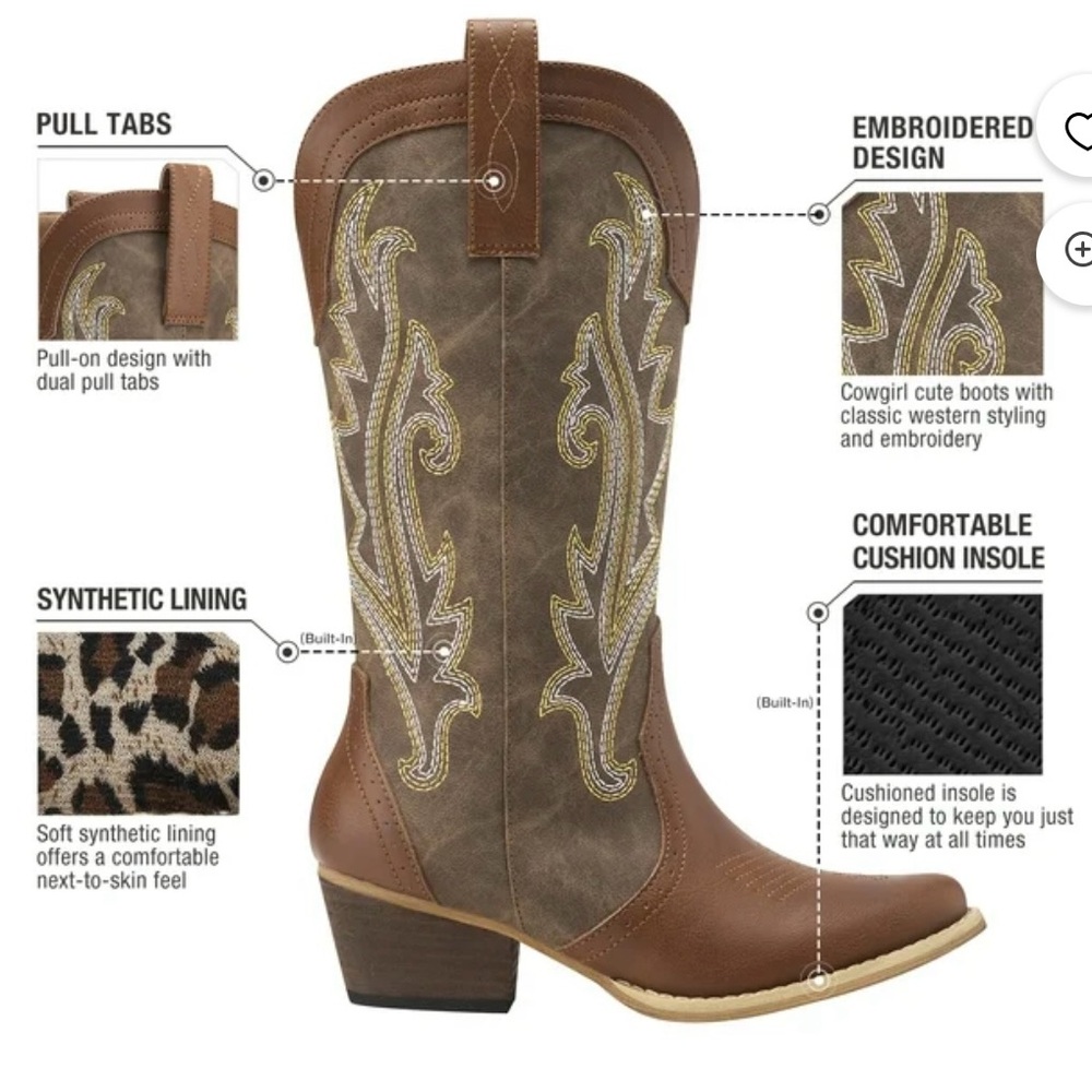 🌸Cowboy Boots Ladies 9.5 NWT - Picture 5 of 11